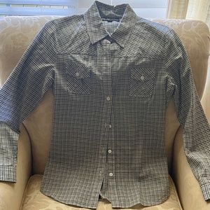 Elizabeth and James Gingham Print Button-Up Top